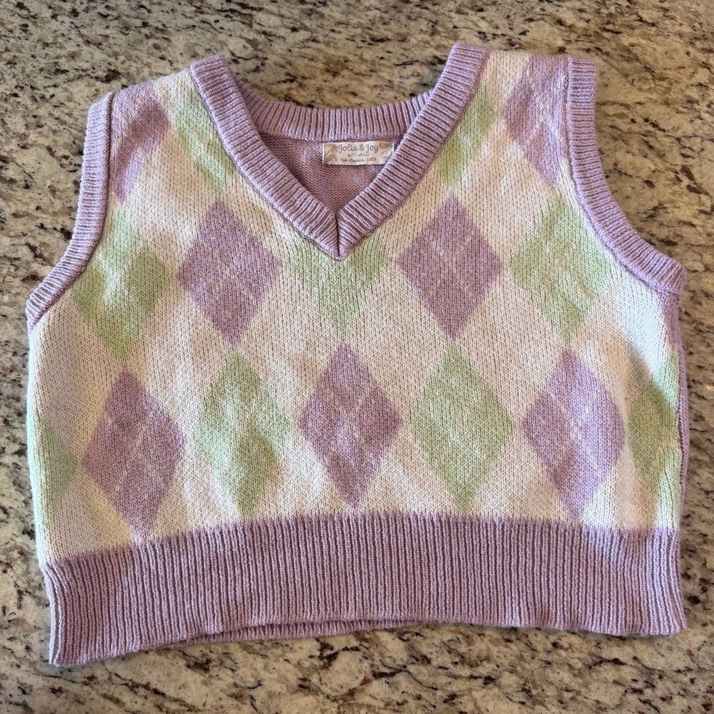 Pastel Purple and Mint Green Argyle Sweater Vest